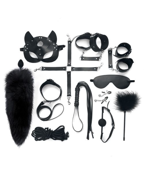 Набір BDSM Art Of Sex – Maxi BDSM Set Leather, 13 предметів, чорний, натуральна шкіра