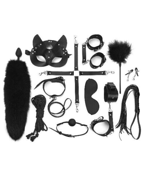 Набір BDSM Art Of Sex – Maxi BDSM Set Leather, 13 предметів, чорний, натуральна шкіра
