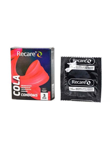 Презервативи Holographic Recare Cola Dotted&Ribbed Condoms 3 шт, з пухирцями і ребрами, аромат: Кола