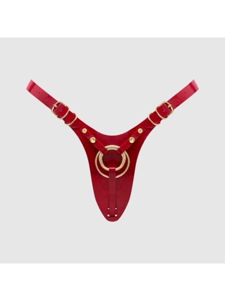 Трусики для страпона Strap-On-Me Leatherette Harness Fabulous - One Size - Red Glossy
