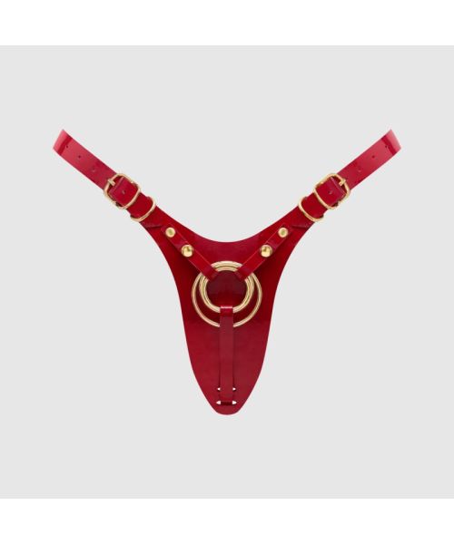 Трусики для страпона Strap-On-Me Leatherette Harness Fabulous - One Size - Red Glossy
