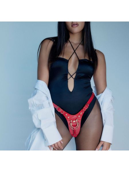 Трусики для страпона Strap-On-Me Leatherette Harness Fabulous - One Size - Red Glossy