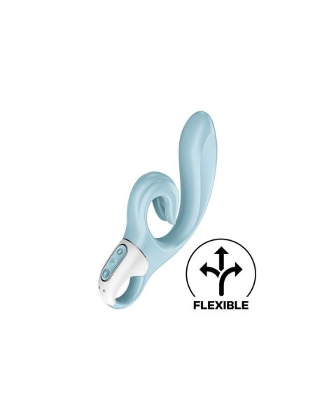 Вібратор-кролик Satisfyer Love Me Blue, гнучкий, відросток з потрійним кінчиком