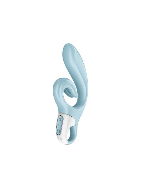 Вібратор-кролик Satisfyer Love Me Blue, гнучкий, відросток з потрійним кінчиком