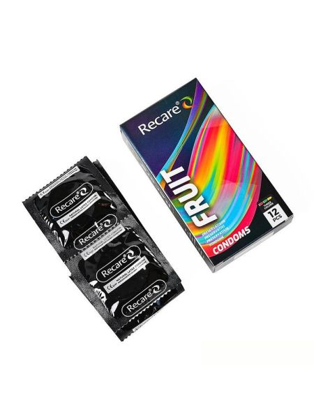 Презервативи Holographic Recare Fruit Flavour Condoms 12 шт, аромати: м'ята, банан, полуниця