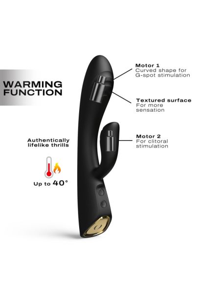 Вібратор-кролик з підігрівом Dorcel FLEXI RABBIT BLACK, гнучкий стовбур
