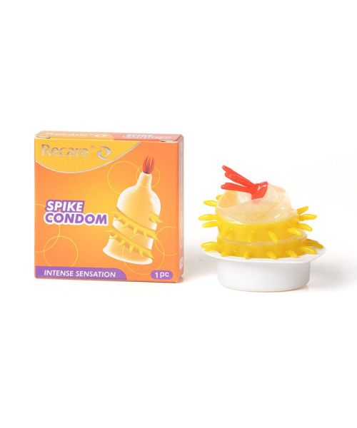 Насадка на член Recare Spike Condom Yellow (презерватив з вусиками та спіраллю шипів)