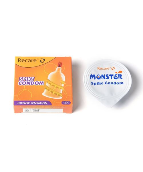 Насадка на член Recare Spike Condom Yellow (презерватив з вусиками та спіраллю шипів)
