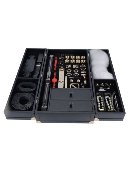 БДСМ-набір LOCKINK All-in-1 BDSM Play Kit, чорний, шкіра з тисненням, предмети для бондажу, шибарі, ваксплею