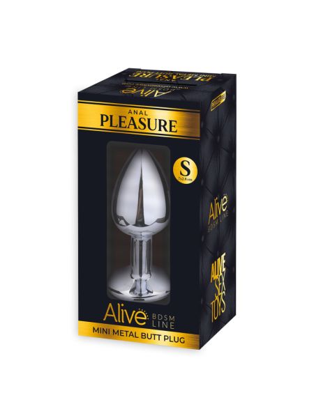 Металева анальна пробка з кристалом Alive Mini Metal Butt Plug Black S