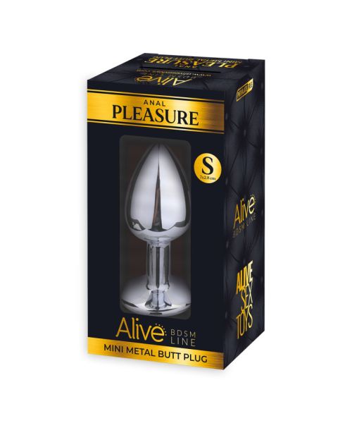Металева анальна пробка з кристалом Alive Mini Metal Butt Plug Black S