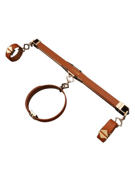 Фіксатор-розпірка LOCKINK Adjustable Spreader Bar Set, коричневий, шкіряний, ремені для шиї, рук/ніг