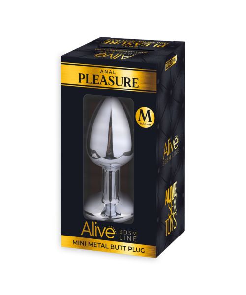 Металева анальна пробка з кристалом Alive Mini Metal Butt Plug Black M