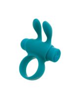 Ерекційне віброкільце S Pleasures Premium Rabbit Ring бірюзове, зі знімною віброкулею та вушками