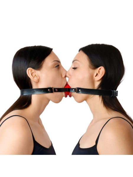Подвійний кляп Art of Sex - Twins, натуральна шкіра