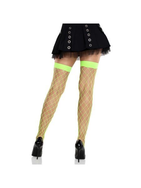 Панчохи у велику сітку Leg Avenue Fence Net Thigh Highs Neon Green, one size
