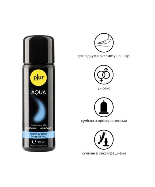 Лубрикант на водній основі pjur Aqua 30 мл, ефект оксамитової шкіри без прилипання