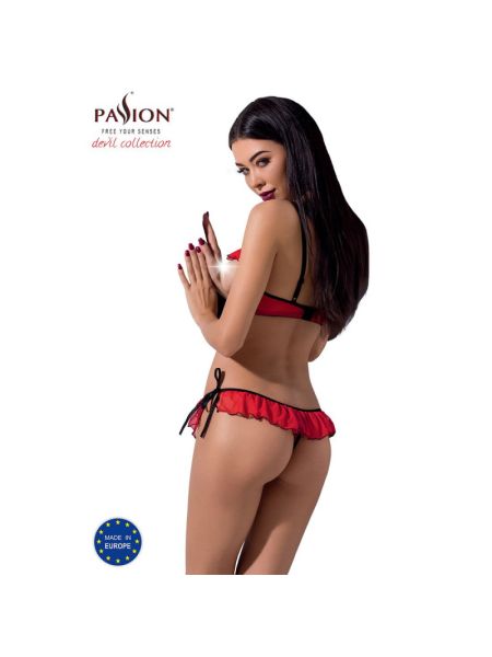 Комплект білизни Passion Exclusive CHERRY SET OpenBra S/M, red, відкритий ліф, трусики-спідничка