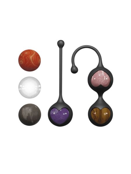 Вагінальні кульки Adrien Lastic Harmony Stones, напівдорогоцінне каміння, діаметр 3 см, 2 тримачі