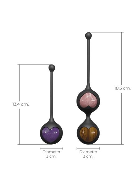 Вагінальні кульки Adrien Lastic Harmony Stones, напівдорогоцінне каміння, діаметр 3 см, 2 тримачі