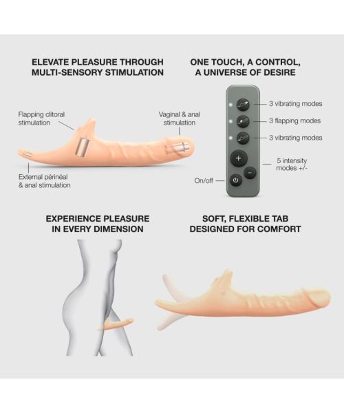 Вібронасадка для страпону з вакуумною стимуляцією Strap-On-Me Multi Orgasm Realistic Dildo L Vanilla