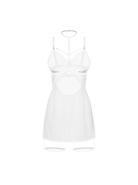 Бебі-дол Obsessive Arrowel White chemise 2XL/3XL, з декоративним чокером та гартерами