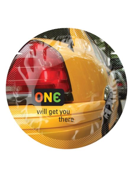 Презерватив ONE Color Sensations ONE will get you there, 1 шт, жовтий, гладенький, зі змазкою