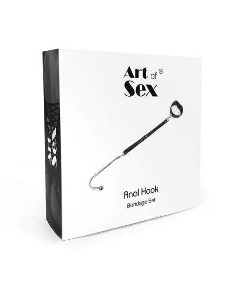 Анальний гак 4 із нашийником з натуральної шкіри Art of Sex - Anal hook, Чорний