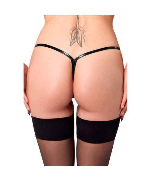Трусики Noir Handmade P014 Dominae PVC panty with silver clasp S