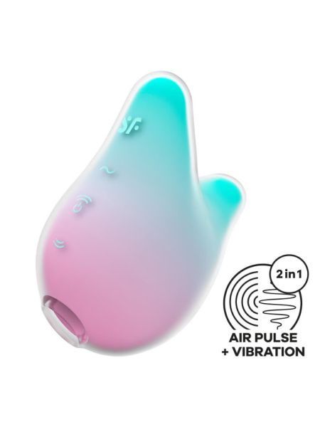 Вакуумний кліторальний стимулятор з вібрацією Satisfyer Mermaid Vibes Mint/Pink, 2 мотори