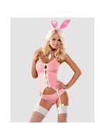Еротичний костюм зайчика Obsessive Bunny suit 4 pcs costume pink L/XL, рожевий, топ з підв’язками