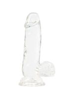 Прозорий фалоімітатор на присосці ADDICTION — Clear Dildo with Balls 6″, віброкуля в подарунок