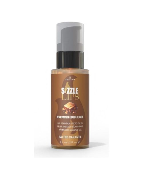 Зігрівальний масажний гель Sensuva Sizzle Lips Salted Caramel (59 мл), без цукру, їстівний