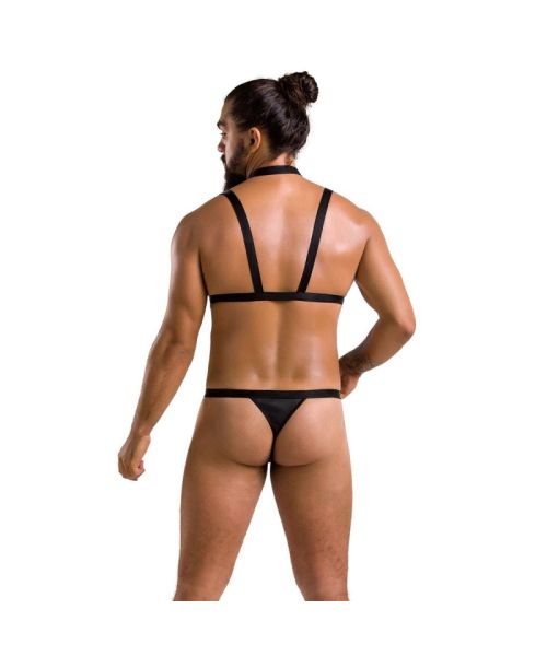 Комплект чоловічої білизни зі стреп Passion 039 SET ANDREW XXL/XXXL Black, стринги, шлейки
