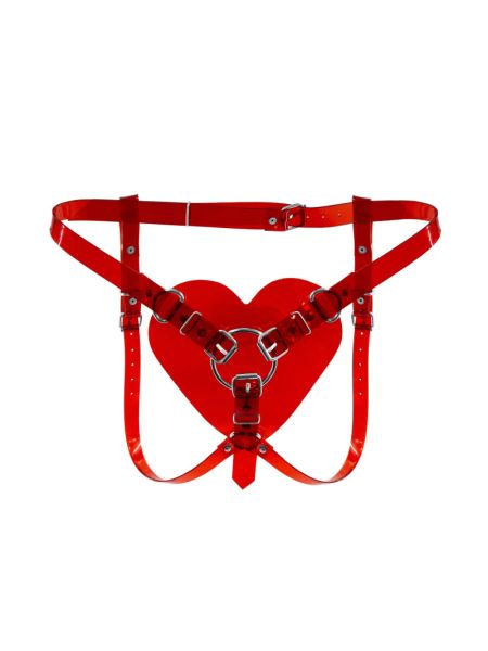 Трусики Серце для страпону Feral Feelings - Hearts Strap-on Belt Red Trasparent