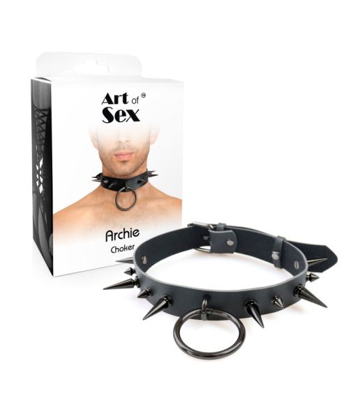 Чоловічий чокер з шипами Art of Sex - Archie Leather and Spikes