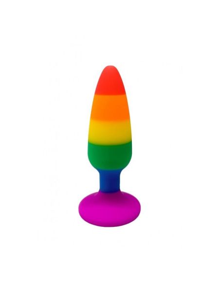 Силіконова анальна пробка Wooomy Hiperloo Silicone Rainbow Plug S, діаметр 2,4 см, довжина 9 см