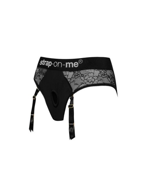 Мереживні трусики для страпона з підв’язками для панчіх Strap-On-Me DIVA HARNESS - XS