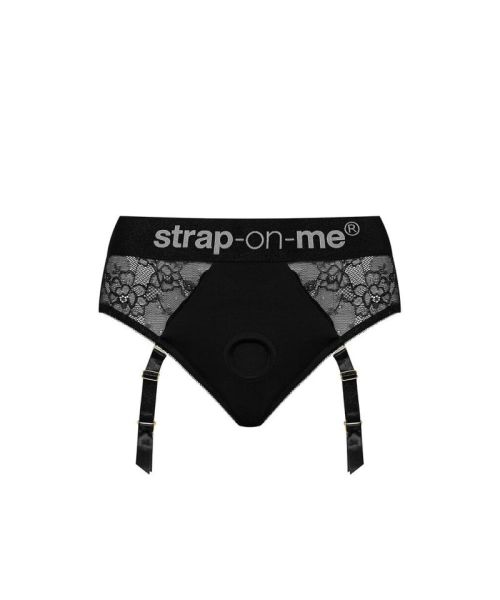 Мереживні трусики для страпона з підв’язками для панчіх Strap-On-Me DIVA HARNESS - XS