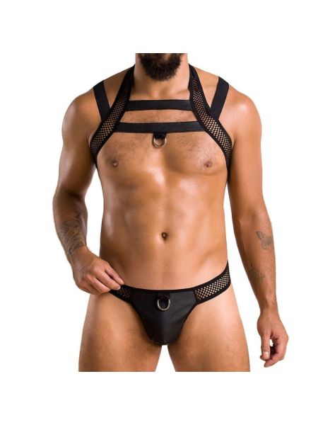 Комплект чоловічої білизни з кріпленнями Passion 043 JACOB L/XL Black, труси, шлейки