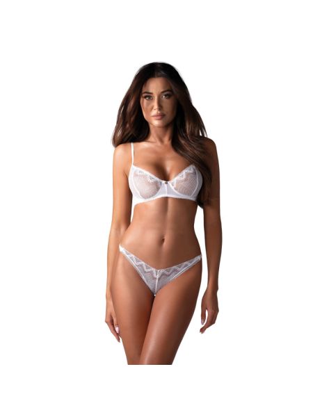 Комплект Obsessive Alissium 2-pcs set, XS/S, мереживо, ліф з м’якою чашкою, трусики танга