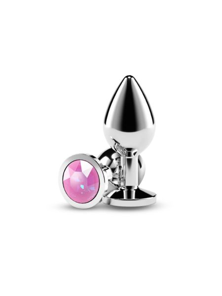 Анальна пробка NS Novelties Rear Assets - Silver - Medium - Pink Gem