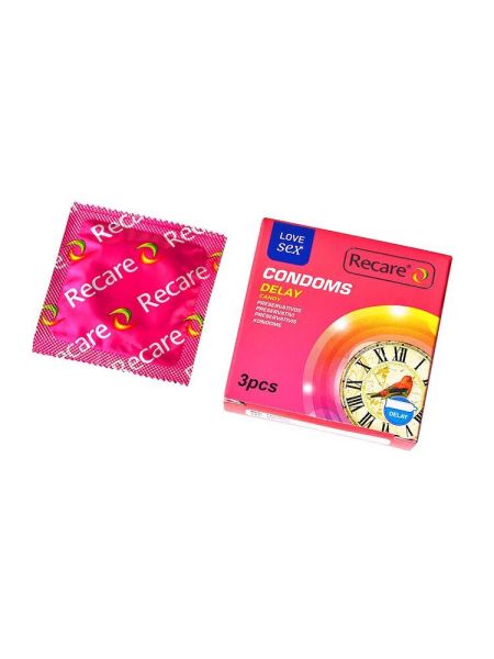 Презервативи Recare Delay Candy Condoms 3 шт, пролонгувальний ефект, цукерковий аромат