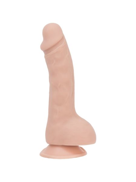 Вигнутий фалоімітатор на присосці ADDICTION — BRAD 7,5″ Dildo With Balls, Beige