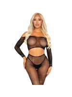 Комплект Leg Avenue Rhinestone Fishnet Crop Top and Legging One Size Black