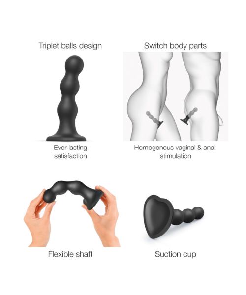Насадка для страпона Strap-On-Me Dildo Plug Balls Black L