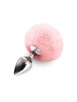 Металева анальна пробка М Art of Sex - Metal Butt plug Rabbit Tail Soft pink, діаметр 3,4 см
