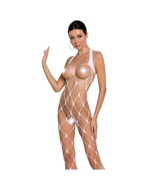 Бодістокінг у дуже велику сітку Passion BS091 white, з доступом