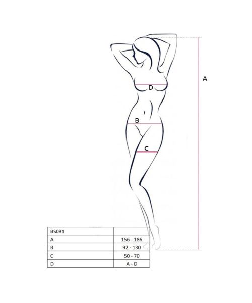 Бодістокінг у дуже велику сітку Passion BS091 white, з доступом