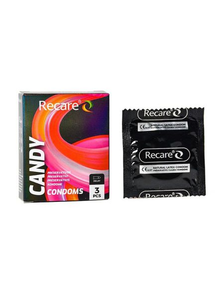 Презервативи Holographic Recare Delay Candy Condoms 3 шт, пролонгувальний ефект, цукерковий аромат